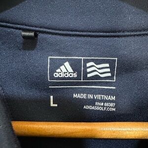 NWOT Adidas men large jacket large navy blue L full zip coat jacket blue trim